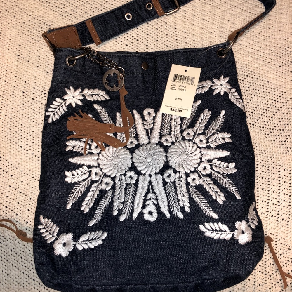 Denim Floral Crossbody